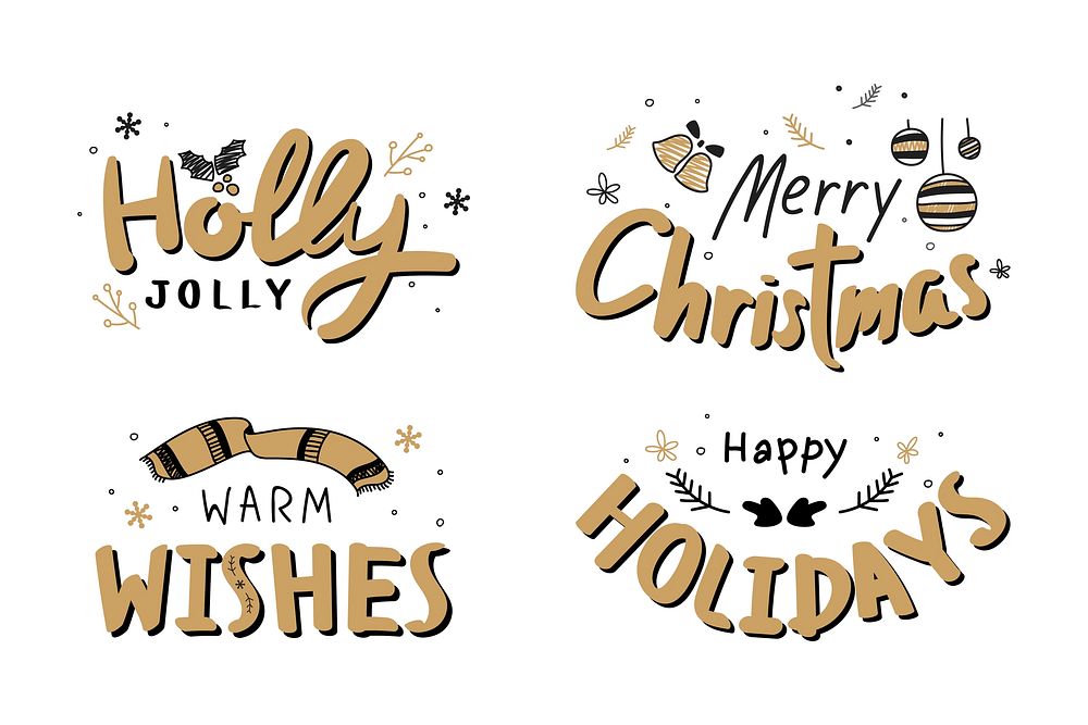 Christmas wishes vector social media sticker collection