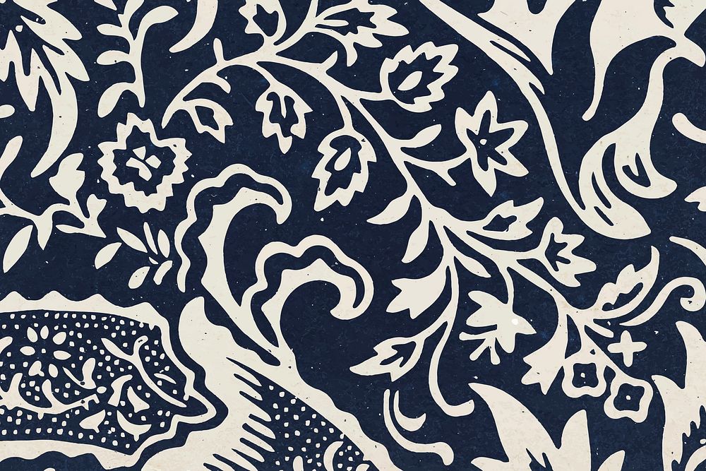 Indigo floral pattern background vector remix artwork from William Morris