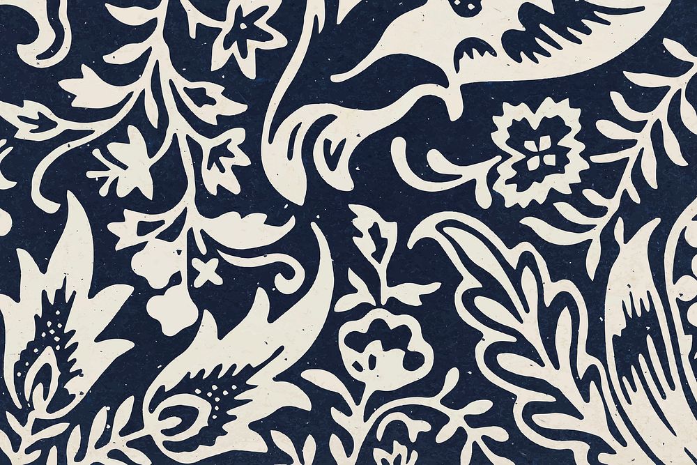 Indigo floral pattern background vector remix artwork from William Morris