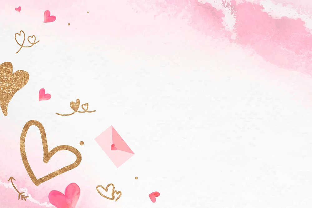 Valentine&rsquo;s love letter frame vector background with glittery heart