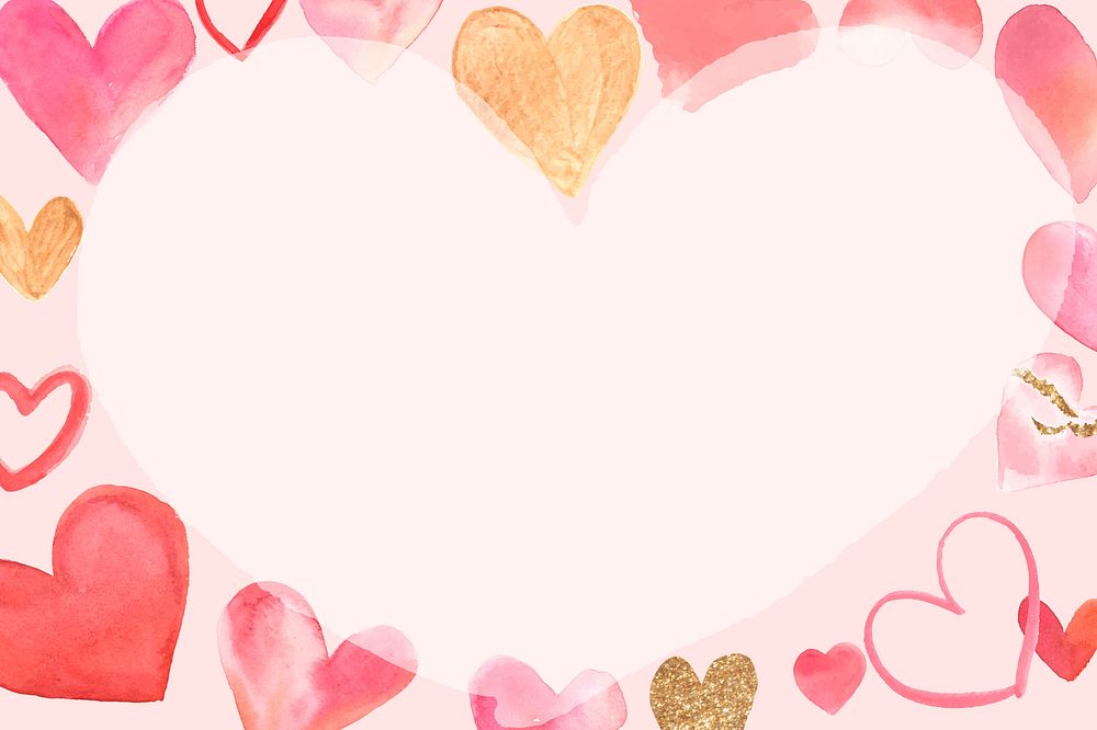 Romantic peach psd heart frame illustration