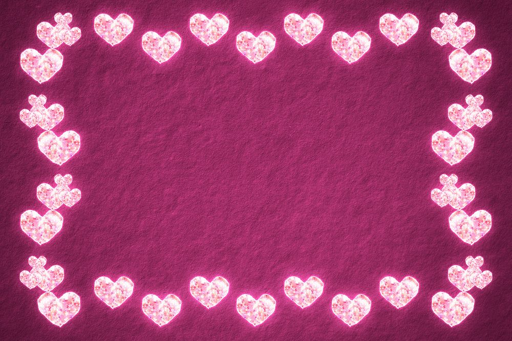 Valentine&rsquo;s pink heart frame  with glitter texture