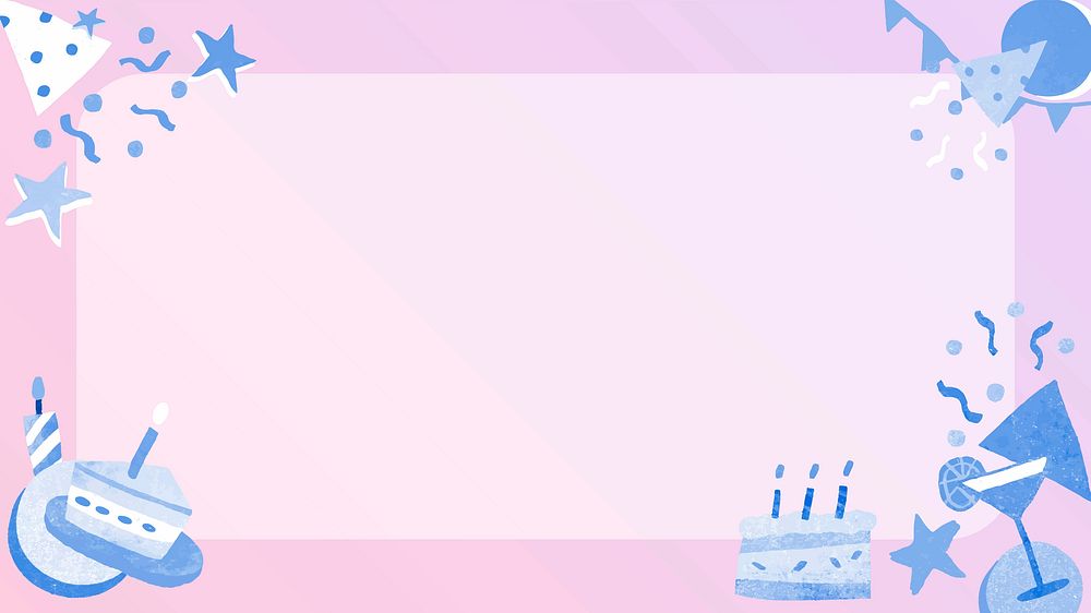 Cute birthday rectangle frame vector purple celebration