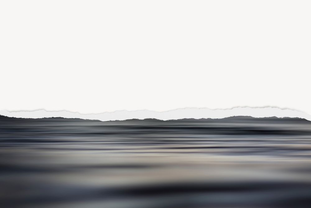 Calm ocean background, with ripped paper border