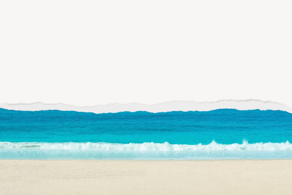Summer beach background, with ripped paper border