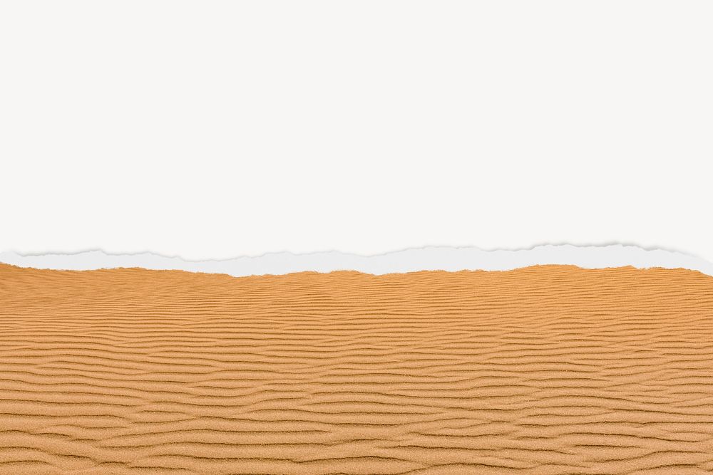 Desert landscape background, with ripped paper border