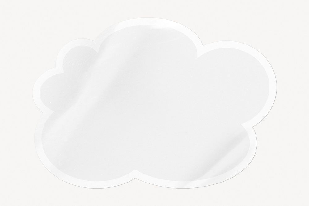 Blank cloud shape sticker, wrinkled texture, off white design