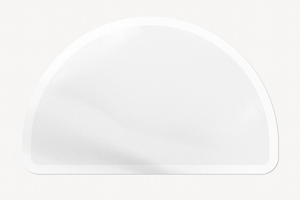 Blank wrinkled sticker, semicircle shape, off white design