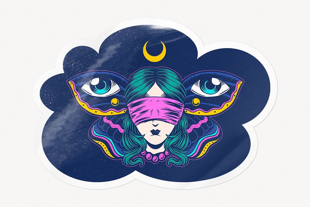 Spirituality sticker, cloud shape illustration