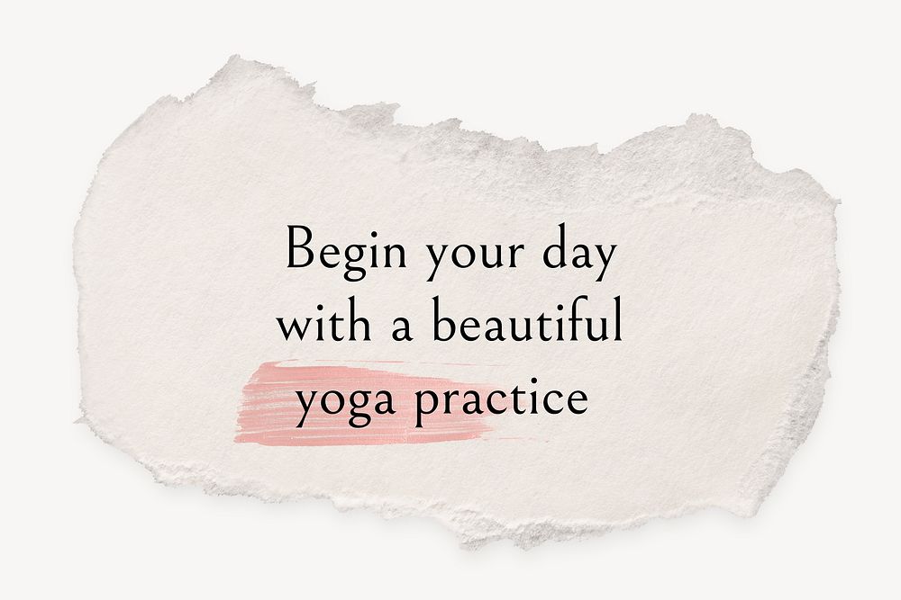Yoga quote, DIY torn paper, healthy lifestyle clipart