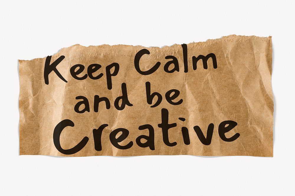 Kraft torn paper template, DIY stationery with editable quote psd, keep calm and be creative