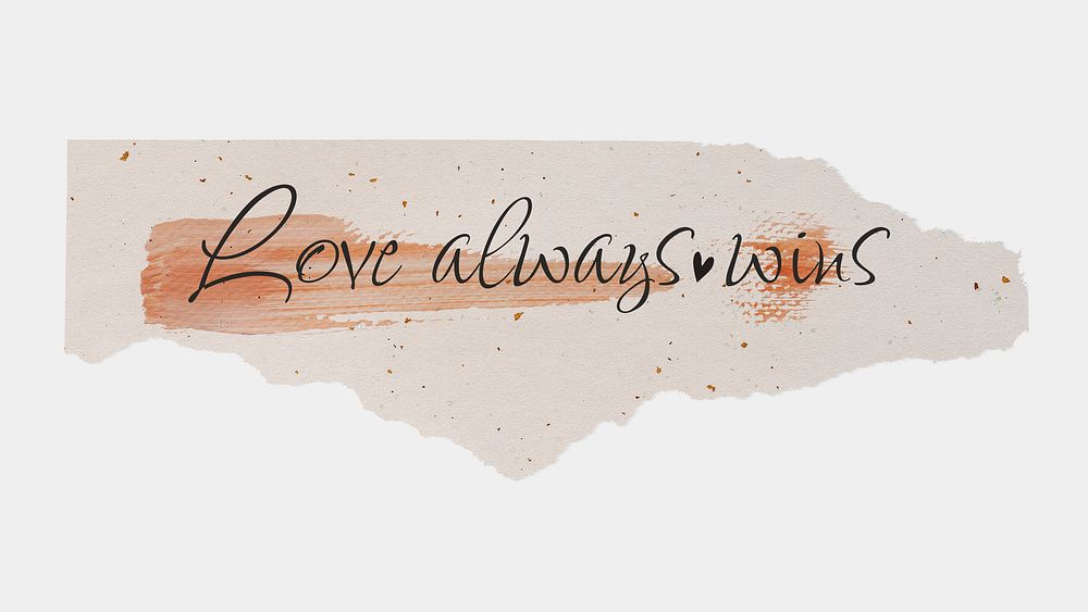 Ripped paper template with editable quote psd, love always wins