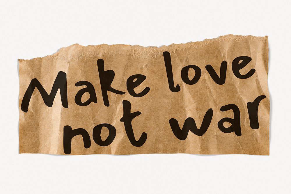 Torn paper template, DIY stationery with editable quote psd, make love not war