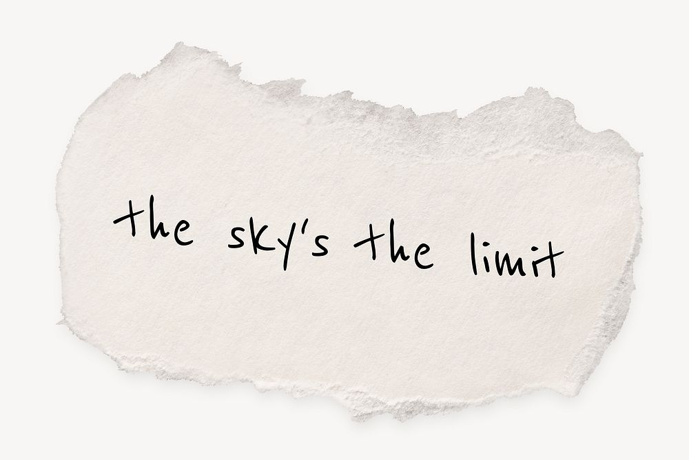 Ripped paper template, DIY stationery with editable quote psd, the sky's the limit