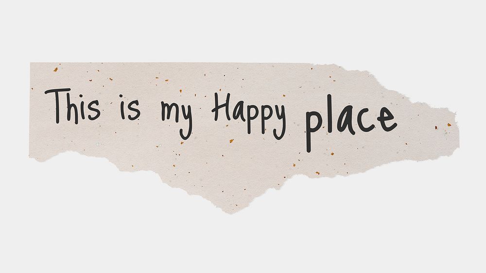 Happiness quote, DIY torn paper craft clipart, this is my happy place