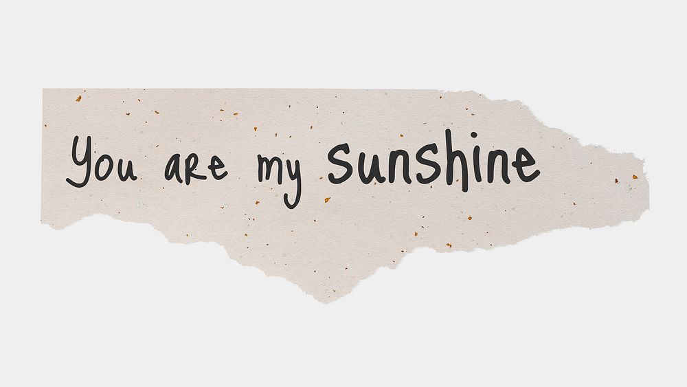 Torn paper template, DIY stationery with editable quote psd, you are my sunshine