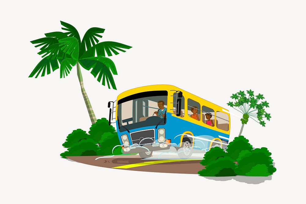 Tour bus sticker, vehicle illustration psd. Free public domain CC0 image.