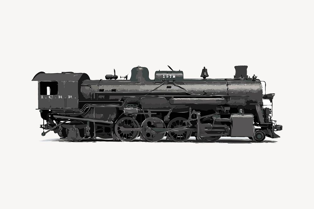 Black train clipart, vehicle illustration vector. Free public domain CC0 image.