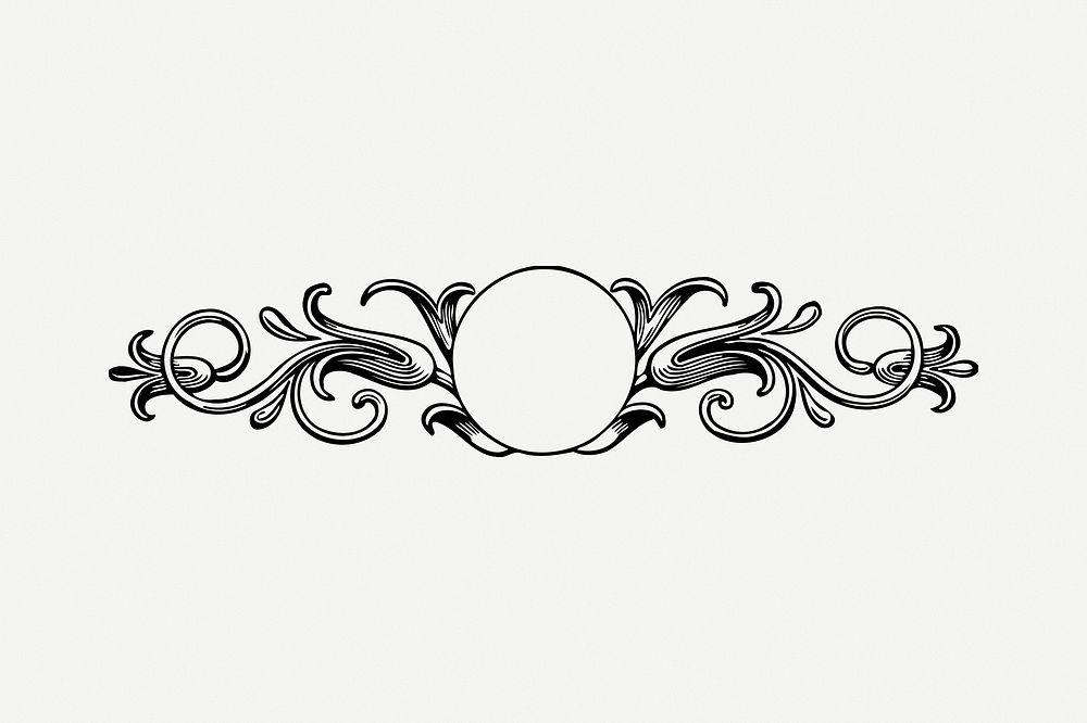 Flourish border drawing, vintage illustration psd. Free public domain CC0 image.