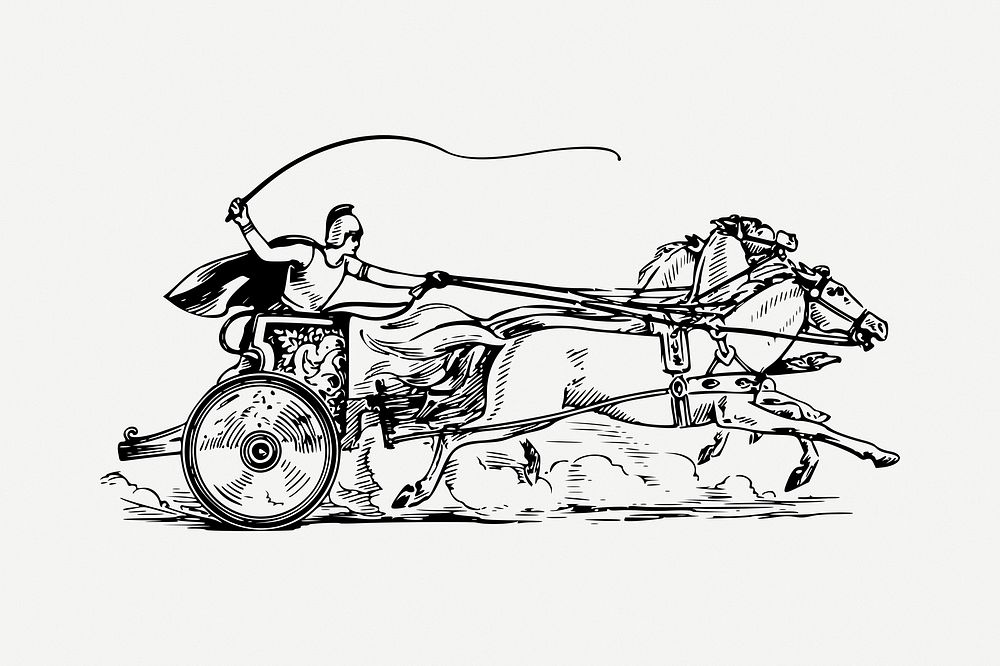 Chariot drawing, vintage illustration psd. Free public domain CC0 image.