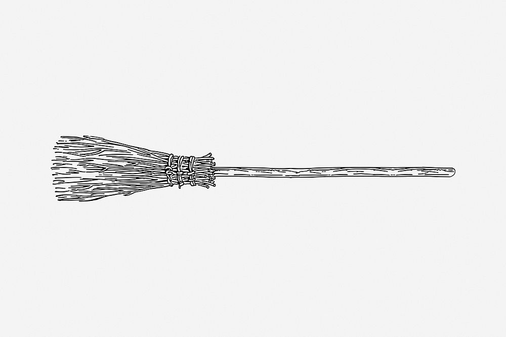 Broom drawing, vintage illustration. Free public domain CC0 image.