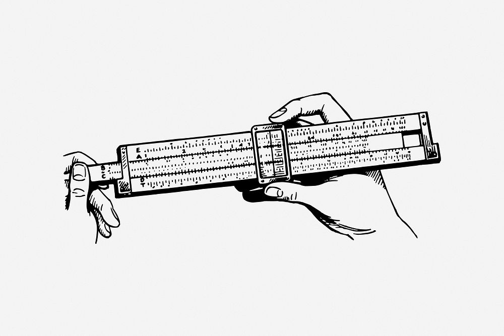Slide ruler vintage object illustration. Free public domain CC0 image.