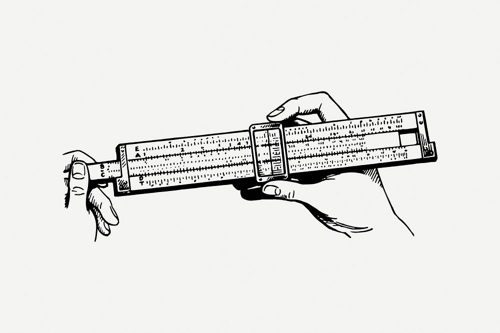 Slide ruler clipart, vintage object illustration psd. Free public domain CC0 image.