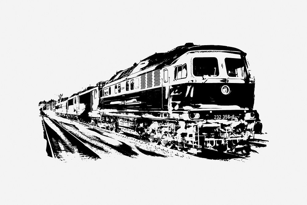 Train vintage transportation illustration. Free public domain CC0 image.