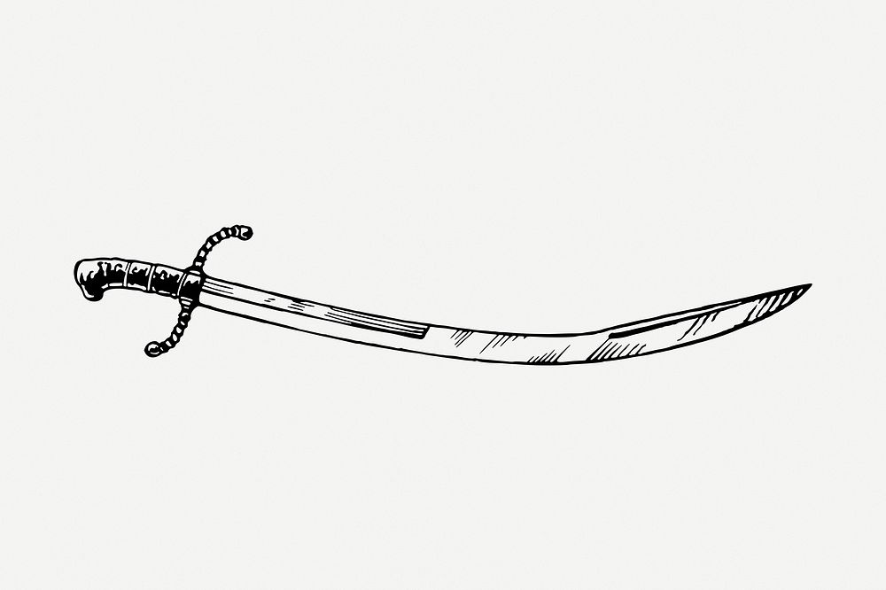 Sabre sword clipart, vintage weapon illustration psd. Free public domain CC0 image.