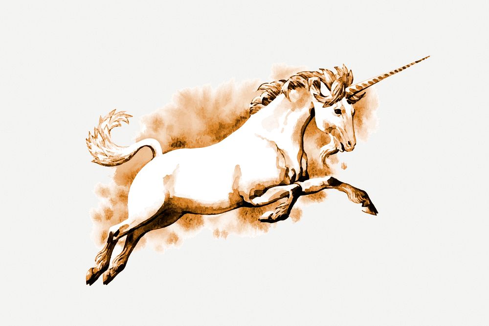 Unicorn clipart, vintage myth creature illustration psd. Free public domain CC0 image.