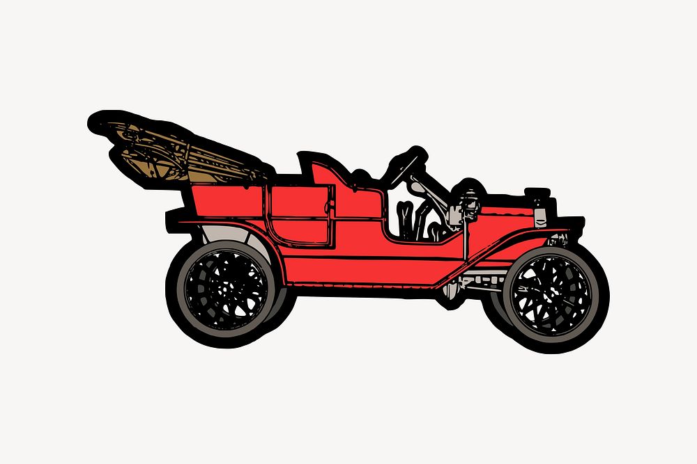 Red automobile clipart, vintage transportation illustration vector. Free public domain CC0 image.