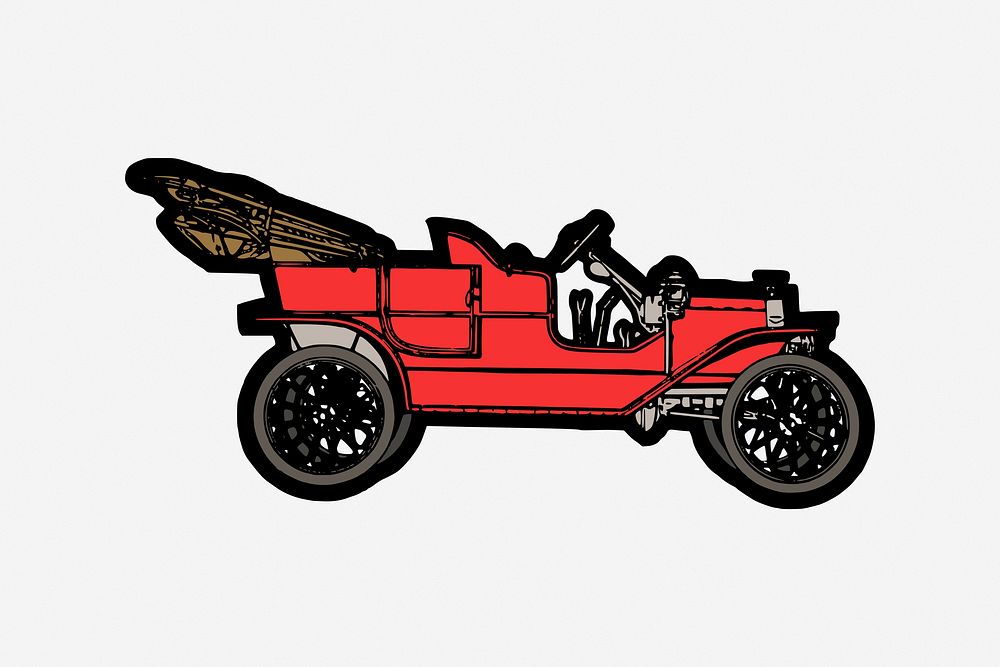 Red automobile vintage transportation illustration. Free public domain CC0 image.