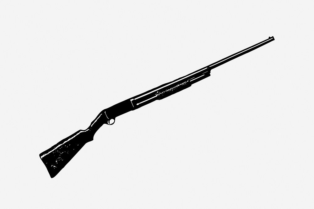 Shotgun vintage weapon illustration. Free public domain CC0 image.