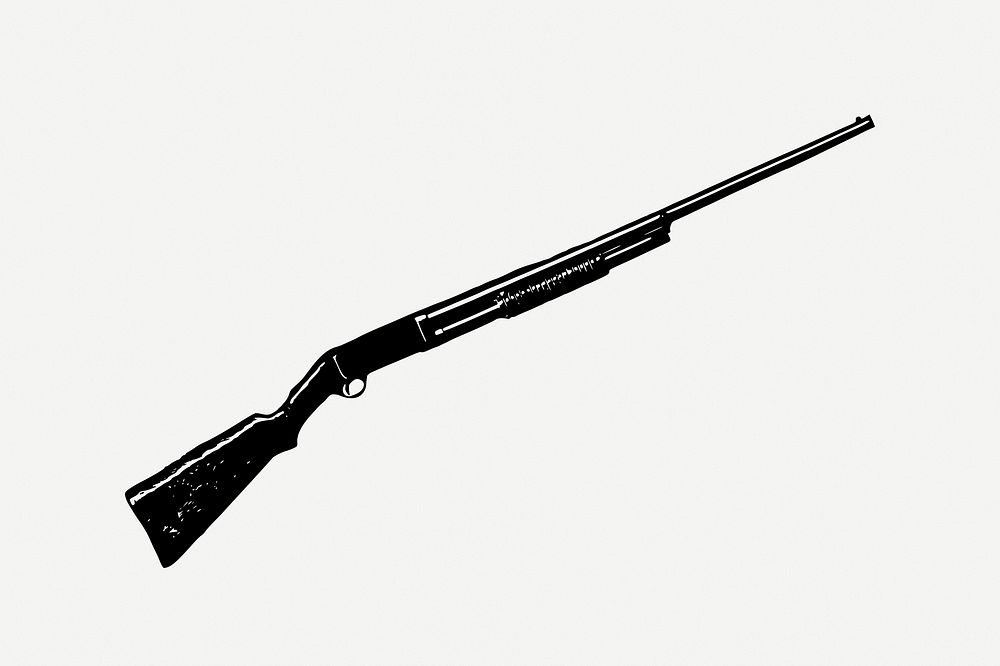 Shotgun clipart, vintage weapon illustration psd. Free public domain CC0 image.