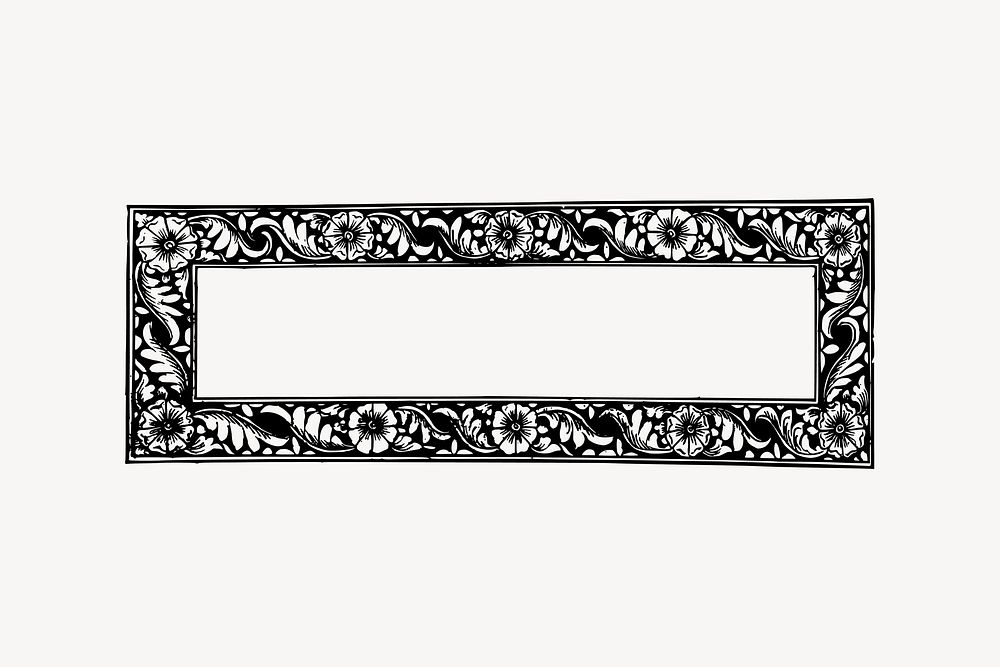 Floral ornate frame drawing, vintage illustration vector. Free public domain CC0 image.