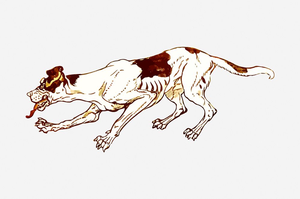 Skinny dog vintage illustration. Free public domain CC0 image.