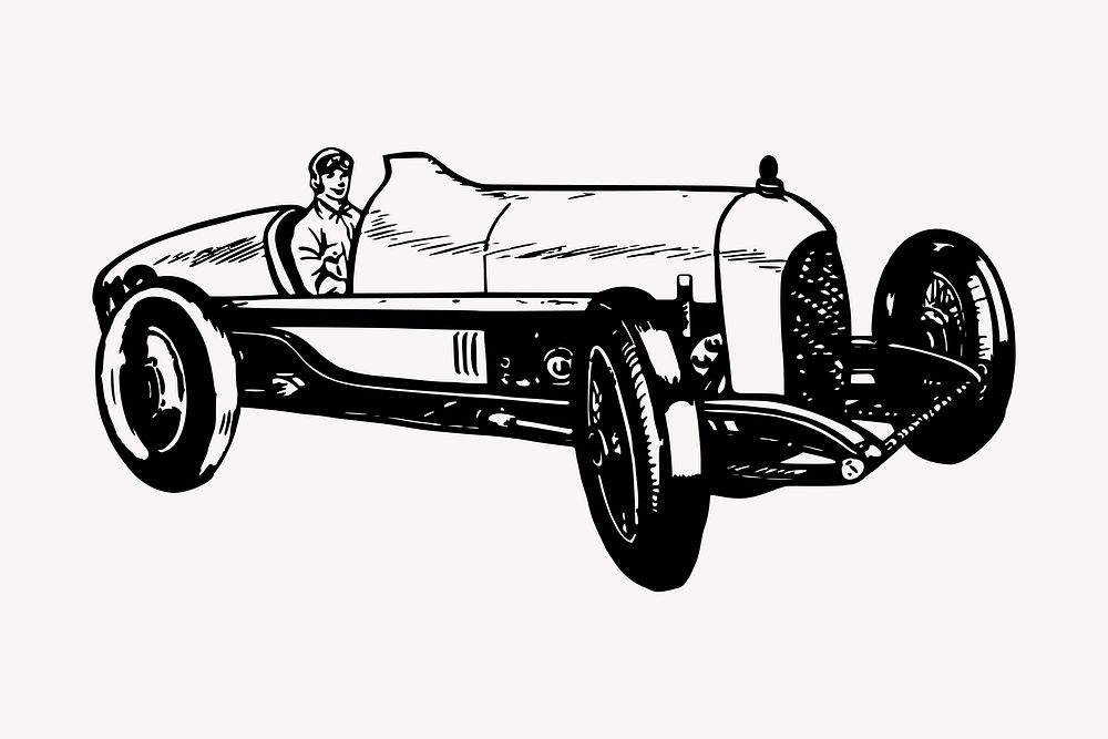 Classic car clipart, vintage hand drawn vector. Free public domain CC0 image.