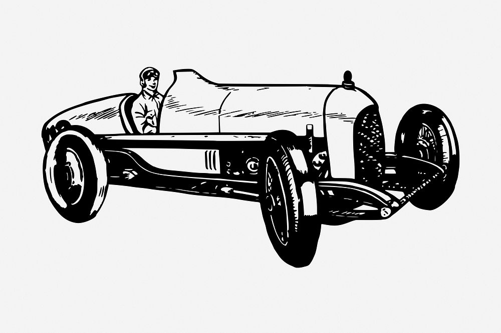 Classic car vintage illustration. Free public domain CC0 image.