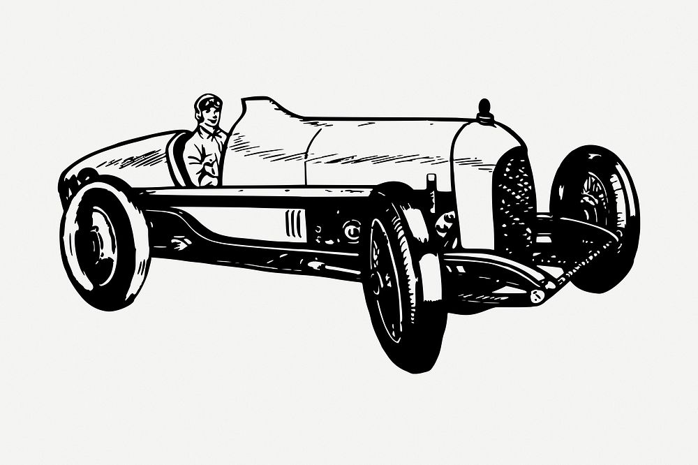 Classic car drawing, vintage illustration psd. Free public domain CC0 image.