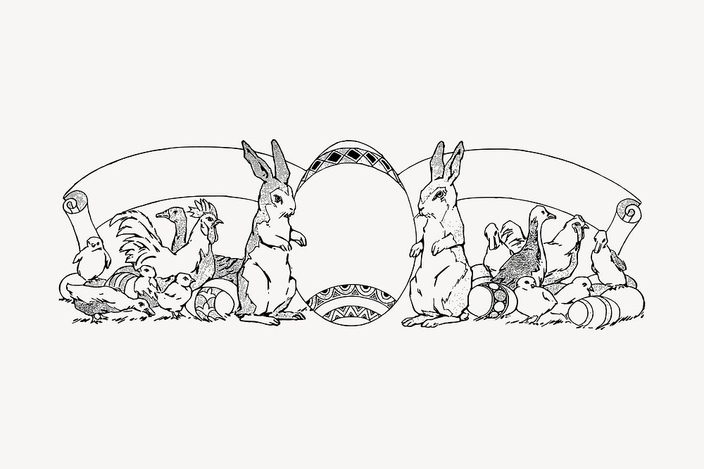 Easter banner clipart, vintage hand drawn vector. Free public domain CC0 image.
