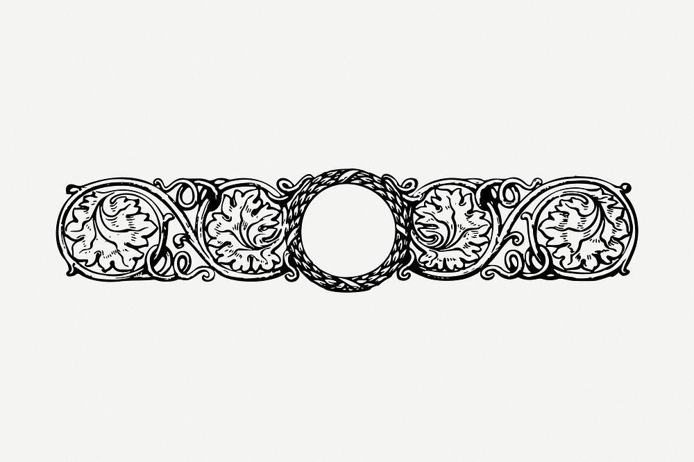 Ornamental border drawing, vintage illustration psd. Free public domain CC0 image.