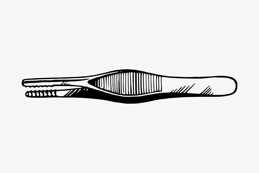 Tweezers clipart, vintage hand drawn vector. Free public domain CC0 image.