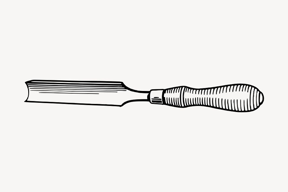 Gouge tool clipart, vintage hand drawn vector. Free public domain CC0 image.