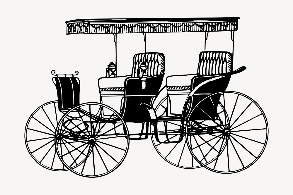 Old carriage clipart, vintage hand drawn vector. Free public domain CC0 image.