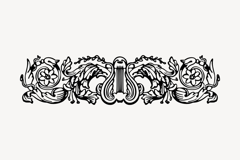 Ornamental border clipart, vintage hand drawn vector. Free public domain CC0 image.
