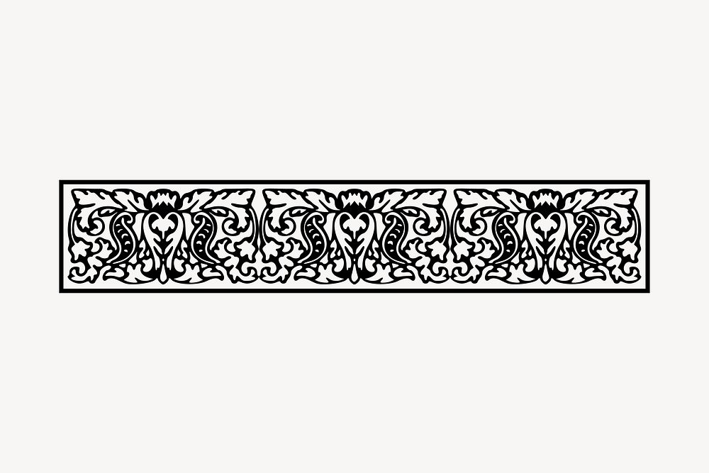 Ornamental border clipart, vintage hand drawn vector. Free public domain CC0 image.