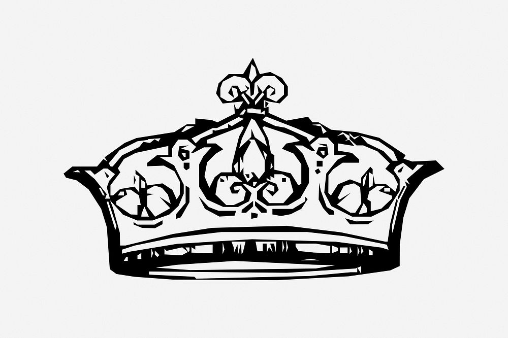 Crown, drawing illustration. Free public domain CC0 image.