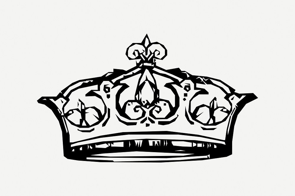 Crown collage element, vintage illustration psd. Free public domain CC0 image.