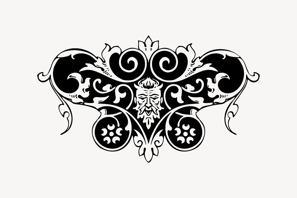 King ornament clipart, drawing illustration vector. Free public domain CC0 image.