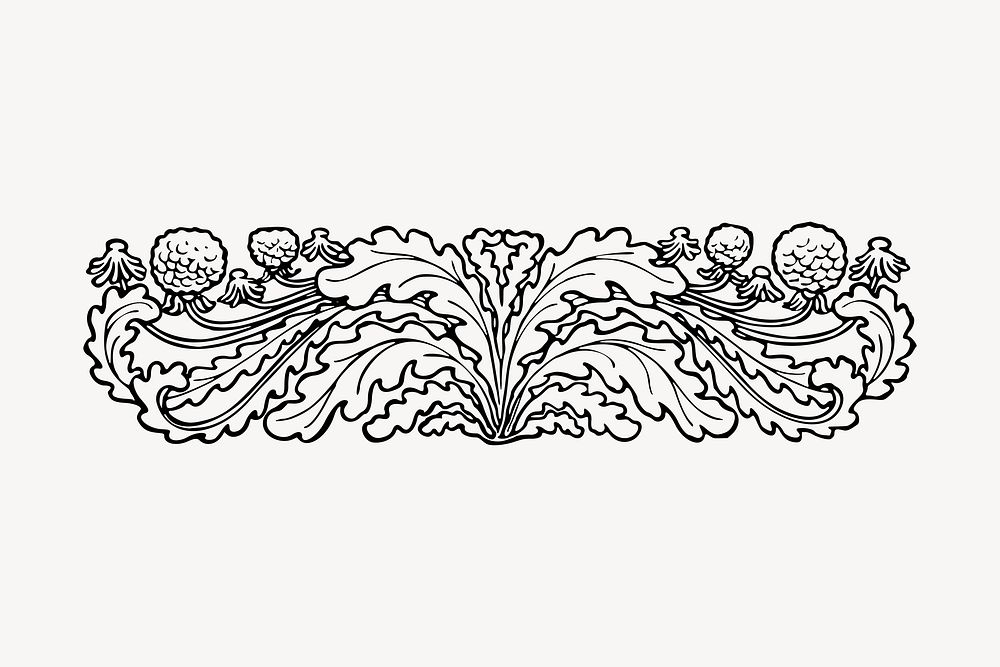 Botanical ornament clipart, drawing illustration vector. Free public domain CC0 image.